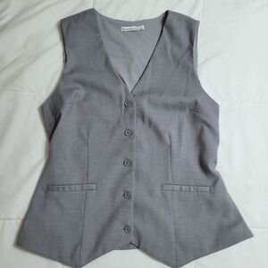 Abercrombie & Fitch Light Gray V-Neck Button Vest